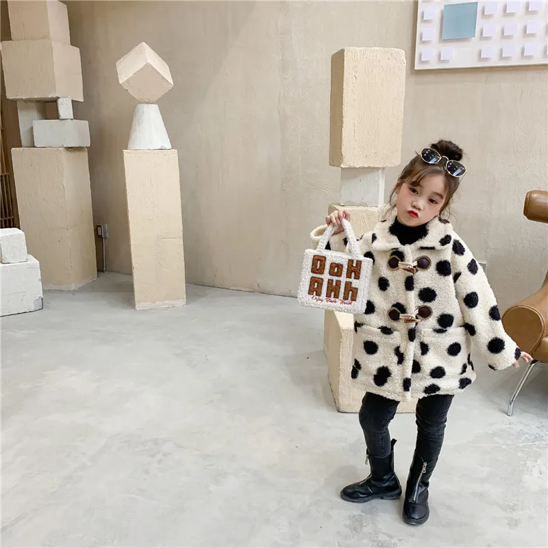 DFXD 2020 модные зимние куртки для маленьких девочек пальто из овечьей шерсти