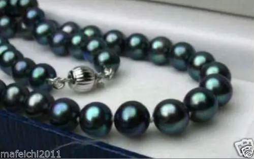 

HABITOO GENUINE 8-9MM BLACK NATURAL PEARL NECKLACE 18" Jewelry Chains Necklace for Woman Choker Necklaces