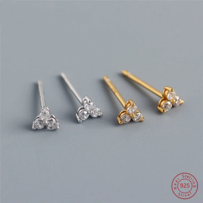 

JuneLeaf Charm Flower Earrings for Women Genuine 100% 925 Sterling Silver White Zircon Clover Stud Earrings Jewelry Gift