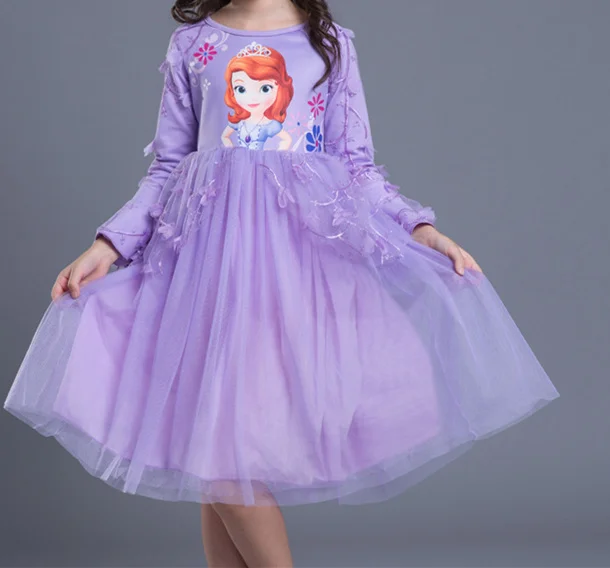 Q30197-3 Vestidos/платье-пачка; осенняя одежда; платья принцессы с длинными рукавами для маленьких девочек; костюм Эльзы Софии для дня рождения - Цвет: Q30197-3