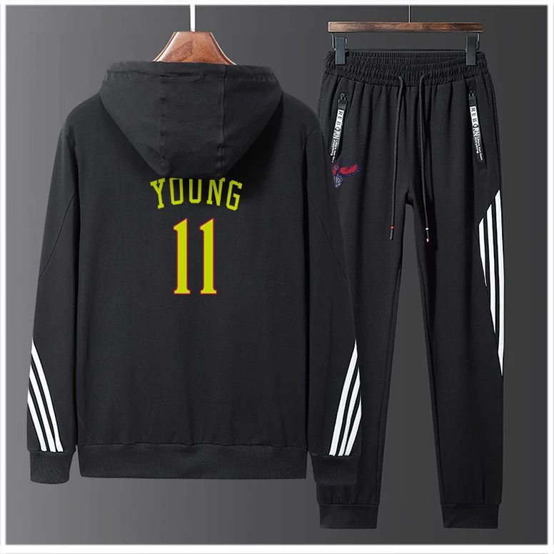 

Mens New American Basketball Jersey Clothes #11 Atlanta Hawks Trae Young Sweatshirt Hoodies Jacket Two Piece Set Zipper Outfit