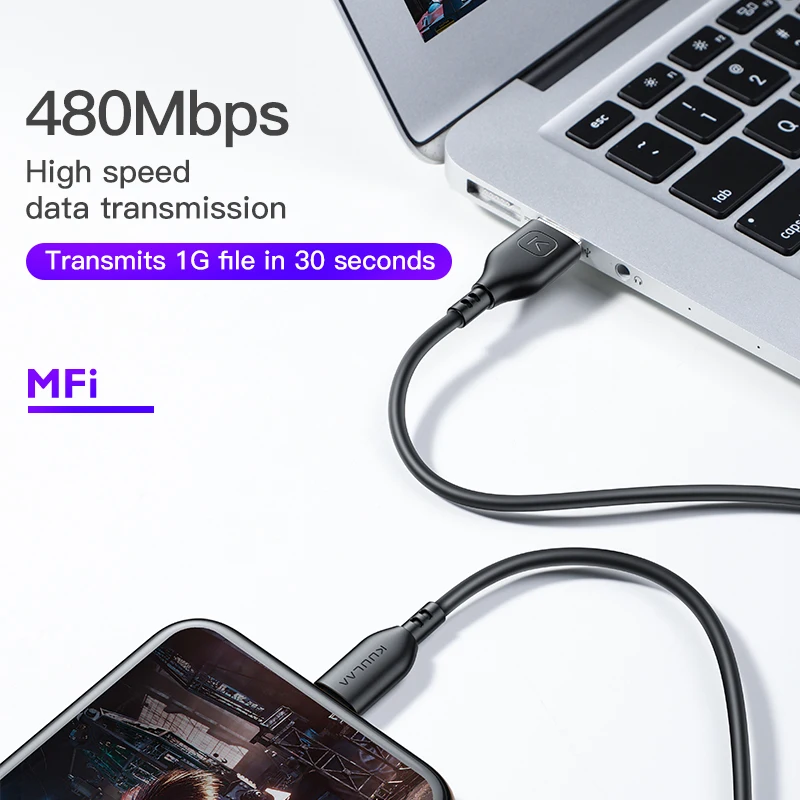 

KUULAA MFi Lightning Cable for iPhone 12 11 Pro Max 2.4A Fast Charging for iPhone Xs Max 8 7 Plus TPE USB Data Cable Line