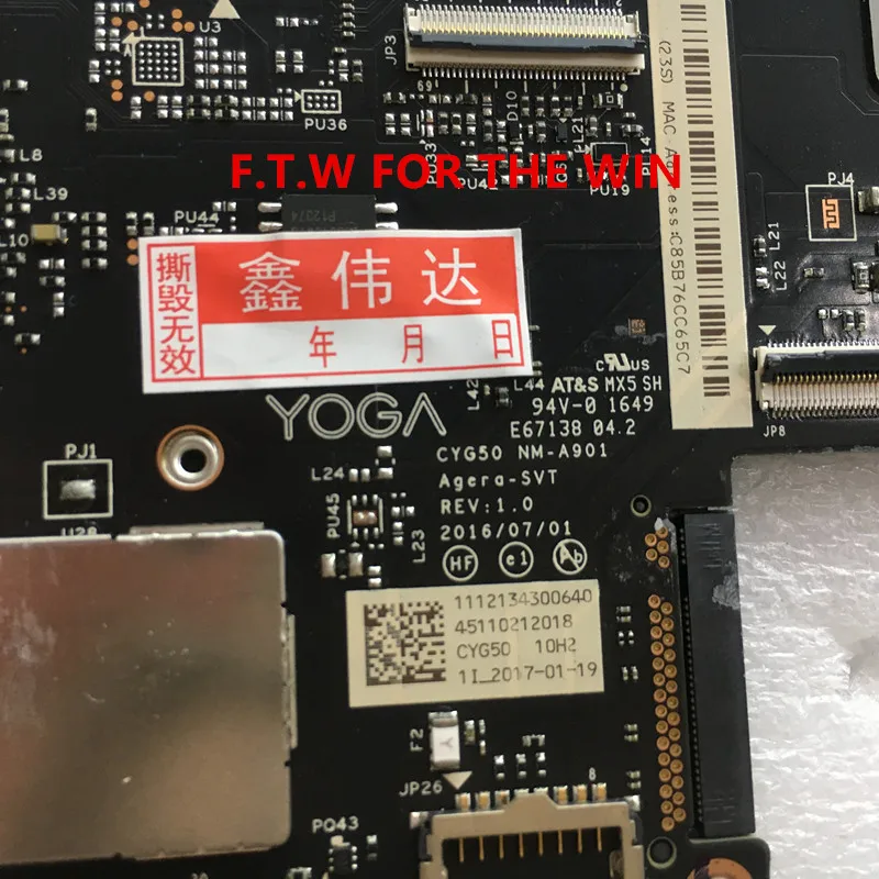 Preise 5B20M34984 MB FÜR Para Lenovo Laptop Motherboard Yoga 910-13IKB Laptop CPU I5-7200U RAM 8GB NM-A901 100% Probado