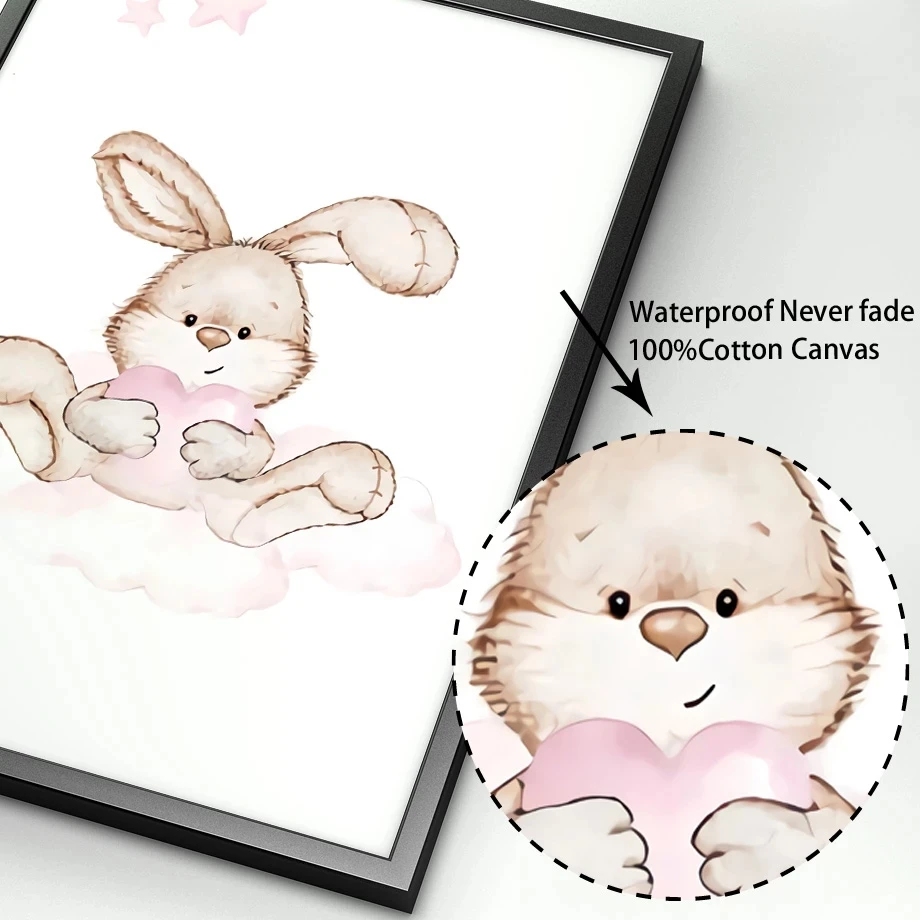 

Giraffe Bear Rabbit Elephant Canvas Painting Nordic Animals Posters and Prints Wall Art Pictures for Baby Kids Room Decor