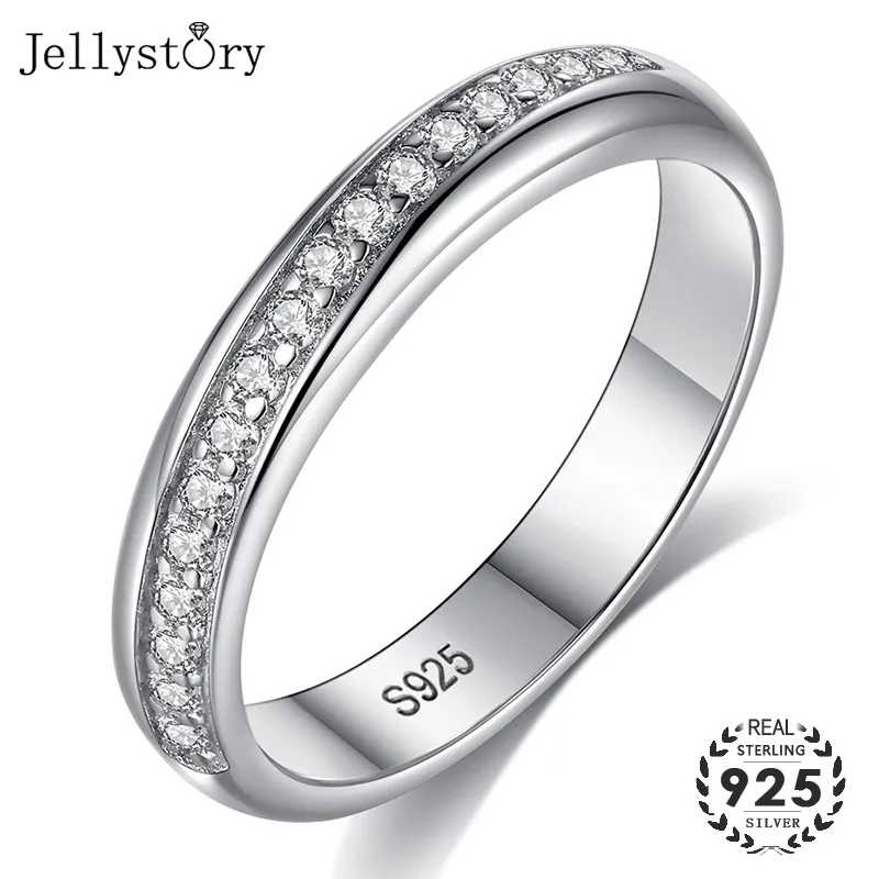 

Jellystory OL Fashion 925 Sterling Silver Ring with 3mm Round Shape AAA zircon Rings for Women Wedding Party Jewellery size 5-10
