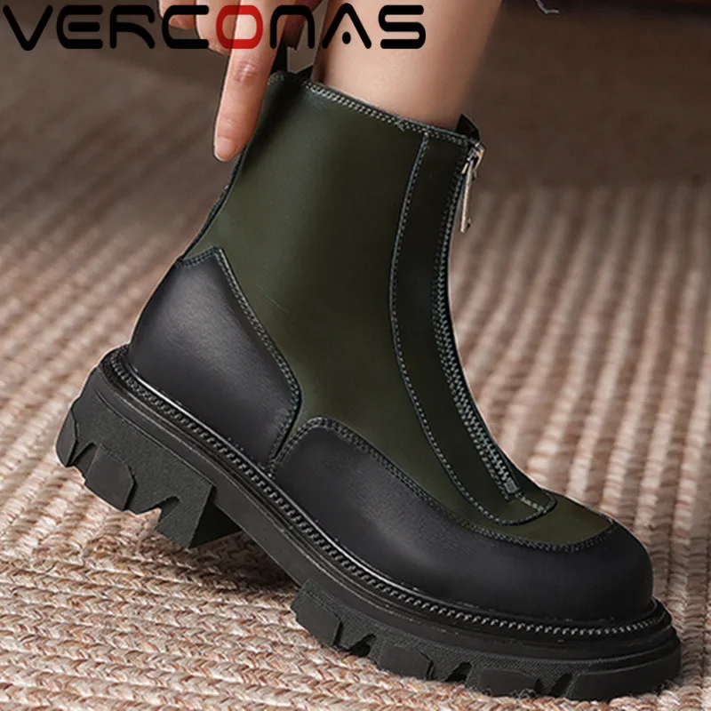 Классические дизайнерские женские ботильоны VERCONAS теплая обувь из коровьей кожи