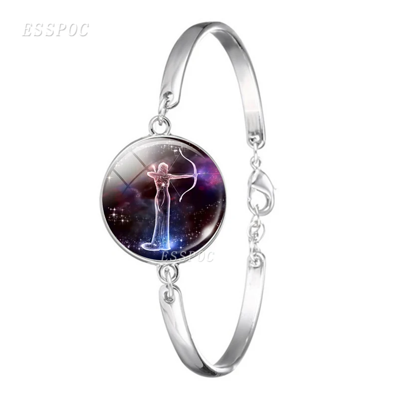 12 знаков зодиака стеклянный купол созвездия Серебряный Браслет Модные ювелирные