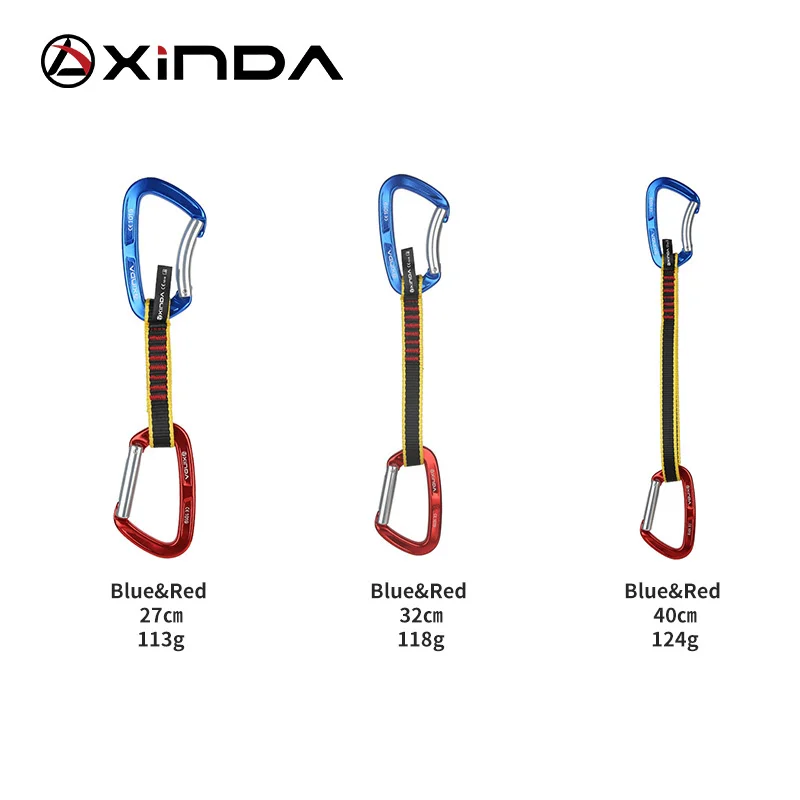 

XINDA Rock Climbing Quickdraw Sling Mountaineer Outdoor Protect Kits Professional Safety Lock Extenders Straight Bent Carabiner