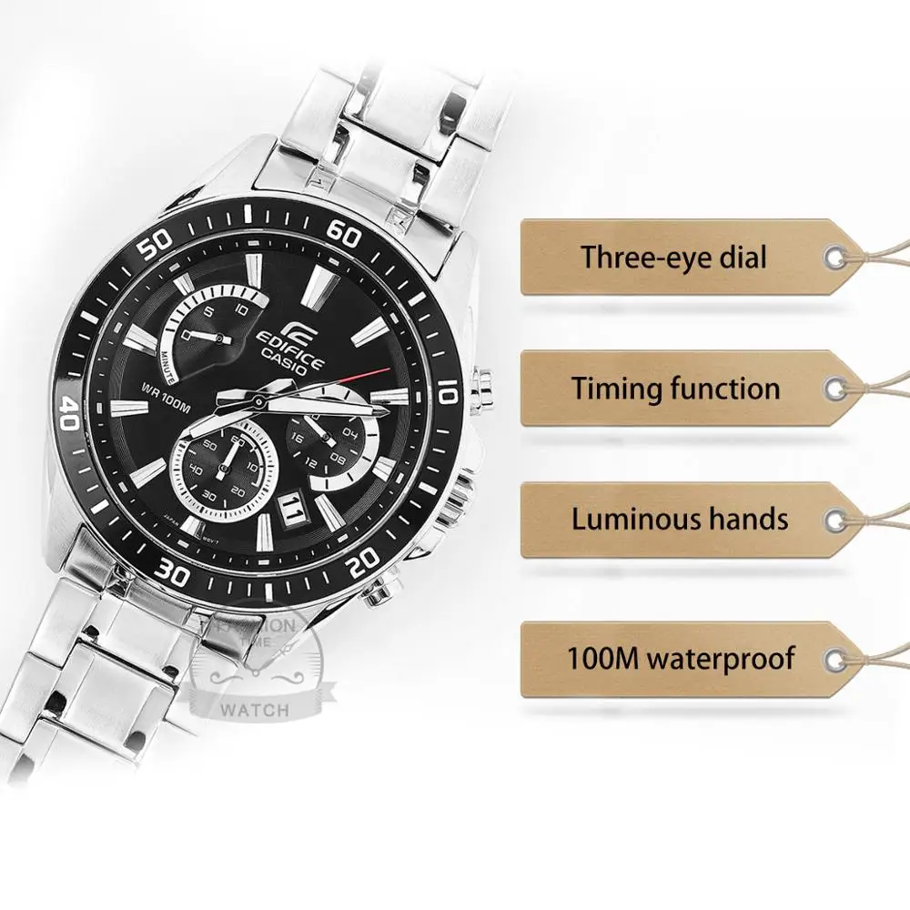 Цена Часы Casio Edifice часы мужские Взрыв лучший бренд класса люкс комплект кварц 100м Водонепроницаемый Световой Хронограф мужские часы Спортивные в...