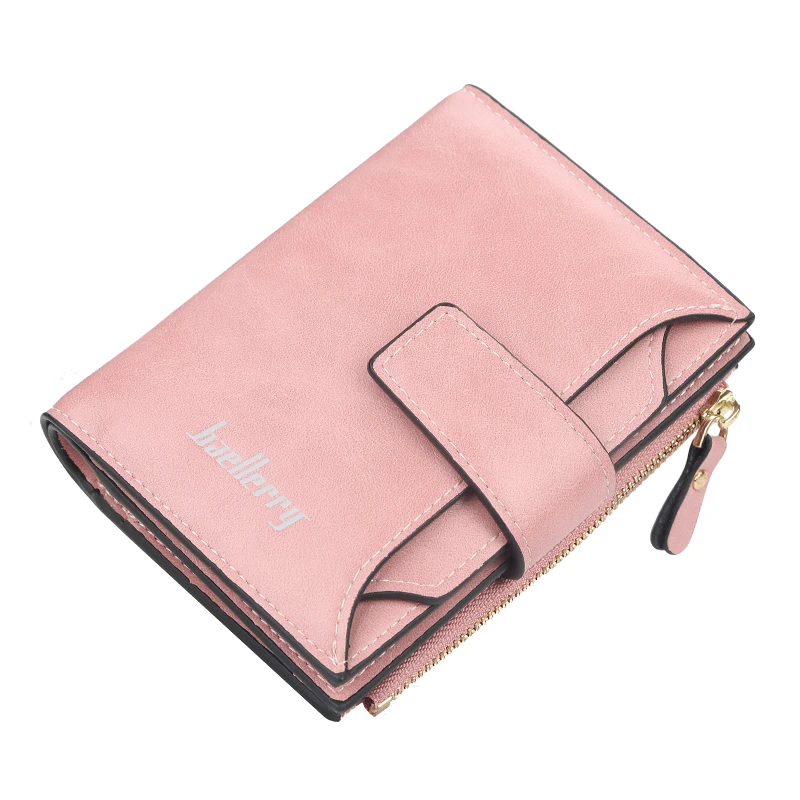 Wallet Women Zipper Leather Hasp Small and Slim Coin Pocket Purse Women Wallets Cards Holders Luxury Brand Wallets men Purse - Цвет: pink