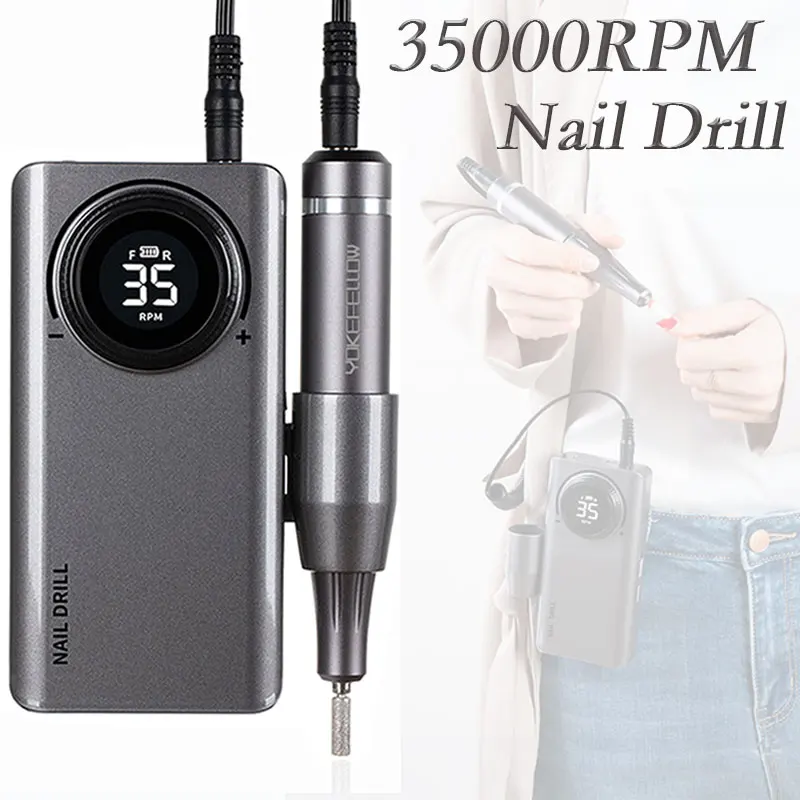 

Портативная электронная машинка, аксессуары, 35000 об/мин, перезаряжаемая ручка для маникюра, устройство для полировки гель-лака