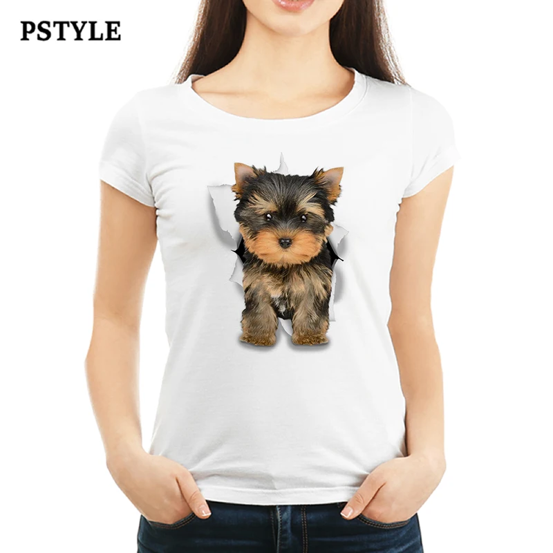 Женская футболка Pstyle летняя с 3D принтом в виде собаки|Футболки| |