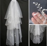 amazing ladies short bridal veil beaded wedding bridal head veil cheap wedding accessories