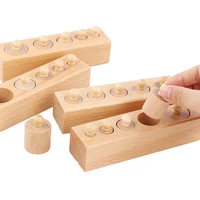 diy wooden sensory teaching tool socket cylinder beech montessori kindergarten teaching aids toys gift care gift baby hands on
