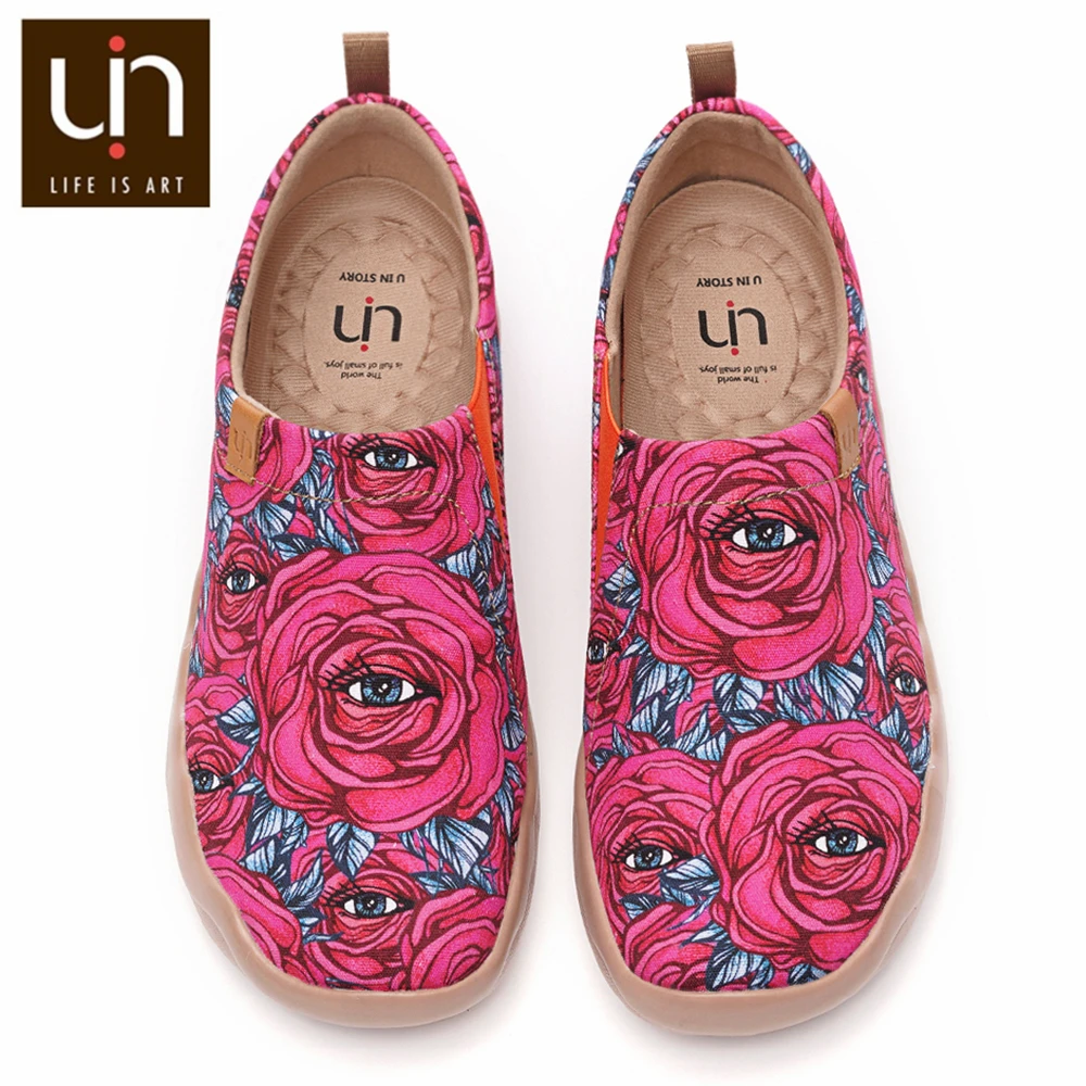 

UIN Eye of Charm Art Painted Canvas Loafer Women Comfort Casual Flat Shoes Soft Walking Sneaker Fashion Travel Shoes Lightweight