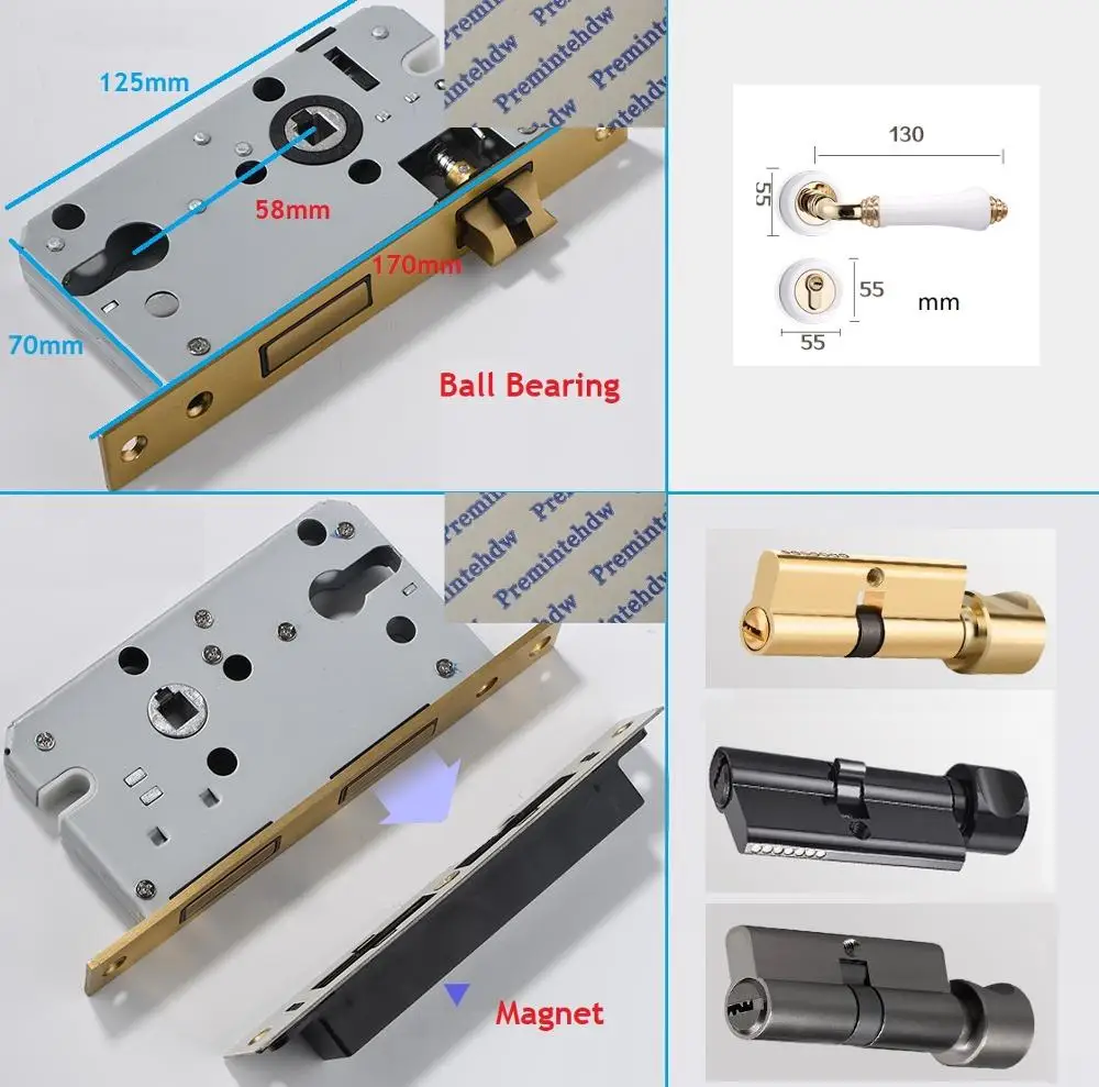 Круглая врезная Внутренняя дверь спальни Блокировка розетки набор керамическая