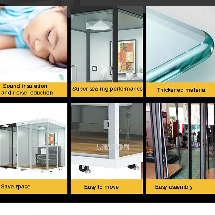 

2.2*2.4m Mobile Conference Office Soundproof Telephone Booth Movable Live Video Room Musical Instruments Training Room