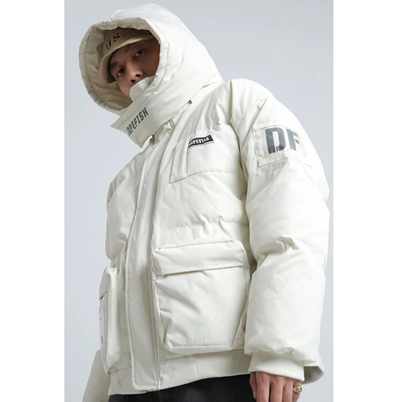 Куртка с карманами в стиле хип хоп парка толстая буквенным принтом Harajuku уличная