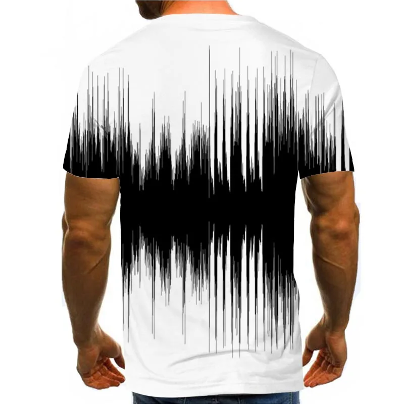 

Men Graphic T Shirts Round Neck 3D Print Short Sleeve Daily Tops Men White and Black Clothing