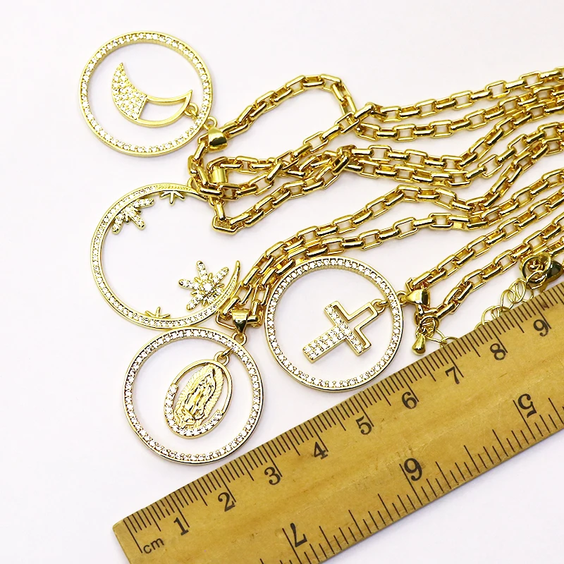

8 Pcs Round zircon pendant necklace Zircon Pendant necklace Gold pendant jewelry Trendy necklace Gift fashion gift 7236