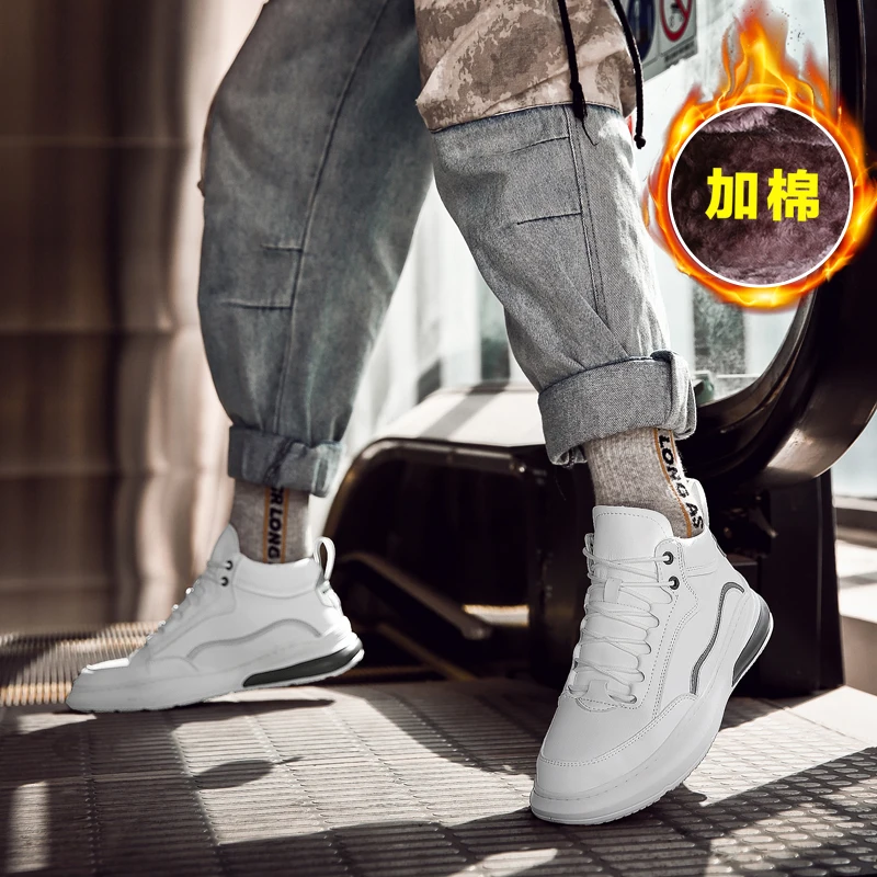 красовки обувь мужская зимняя Теплые белые кроссовки для мужчин меховые