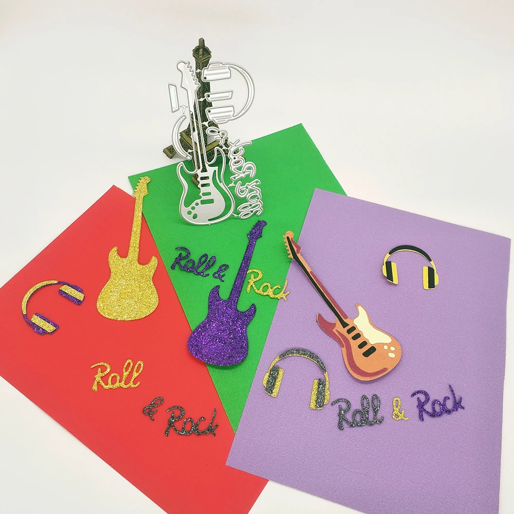

New rock guitar, bass, earphone metal cutting dies, photo frame craft dies, DIY scrapbook, paper card making decoration