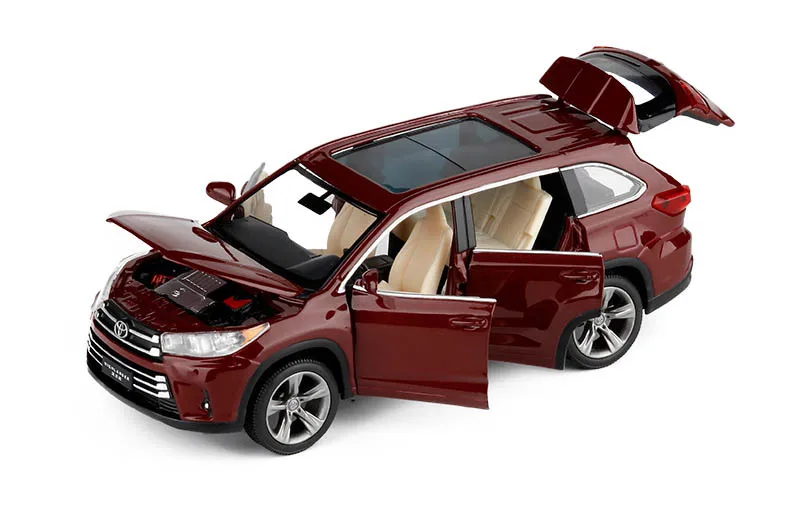 1/32 сплав Highlander литые игрушечные машины Литье металла SUV Pull Back Sound Light Коллекция игрушек автомобиль
