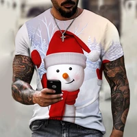 new winter mens t shirt brand design christmas snowman snowball fight western holiday 3d printing oversize 6xl