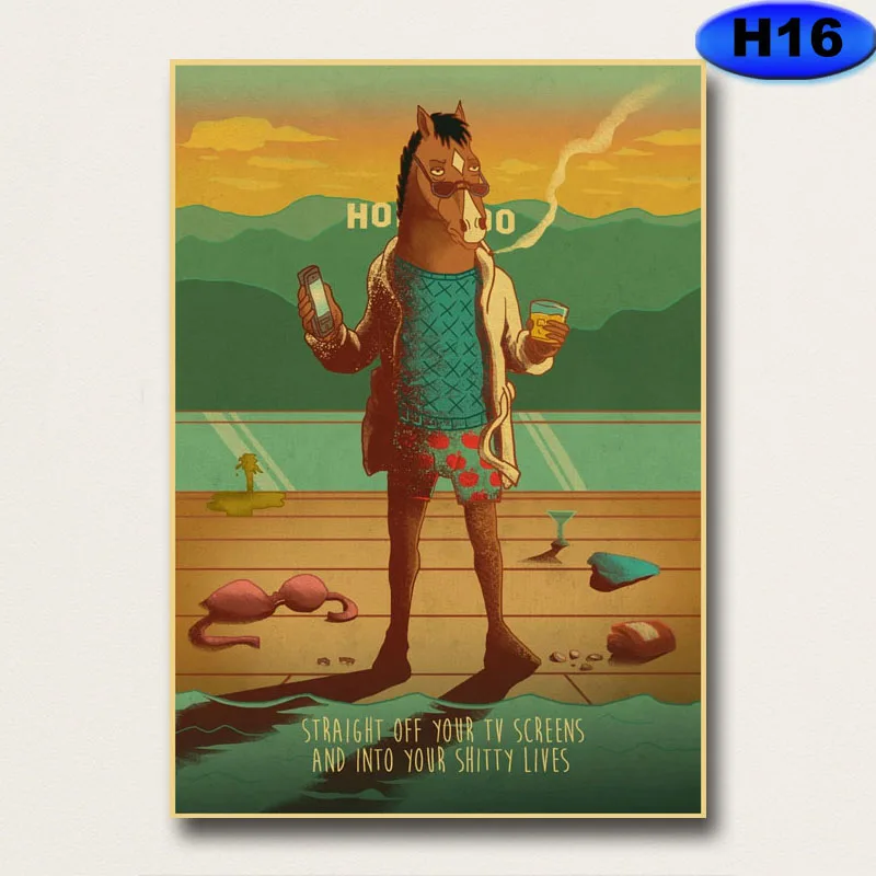 

Classic American Anime Character Retro Poster Home Decoration Vintage Wall Art Stickers Kraft Paper Cartoon Posters Bar Decor