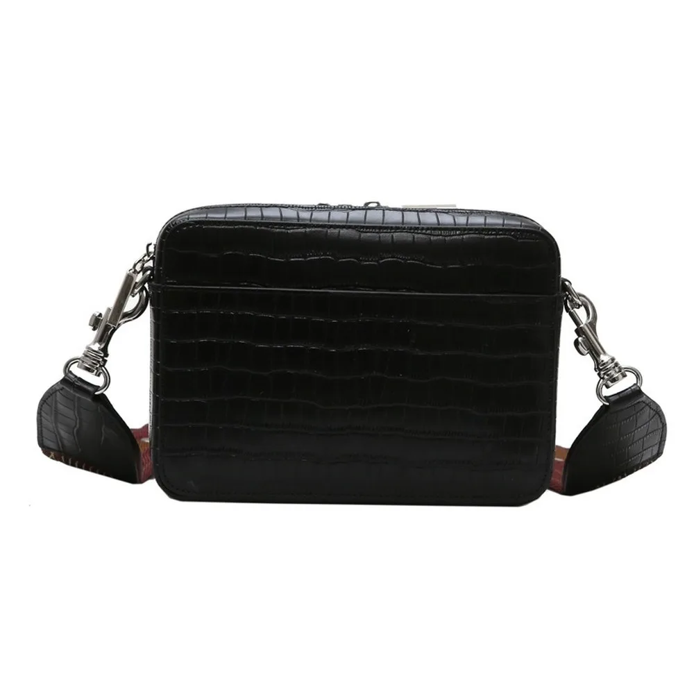 

2021 European and American leather handbags crocodile pattern broadband small square bag camera bag girls messenger shoulder bag