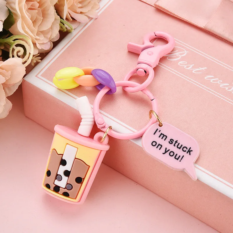 Гибкий Забавный брелок с клеем жемчужный молочный чай имитацией напитка