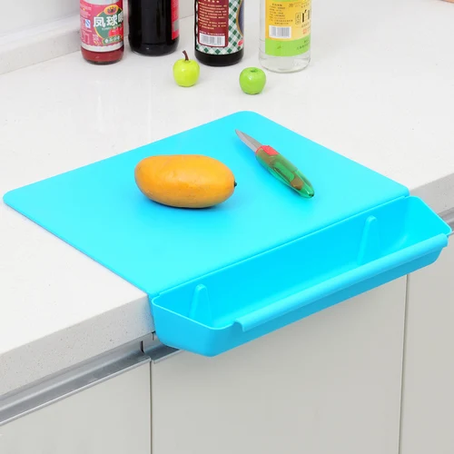 blue Кухонная утолщенная разделочная доска два в одном с овощным корытом разделочная доска Нескользящая пластиковая пластина ZP7031458 - Цвет: blue