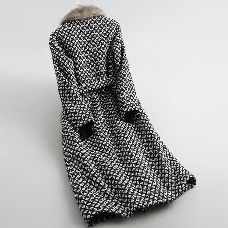 Женское пальто Pudi с воротником из натурального меха норки длинная парка