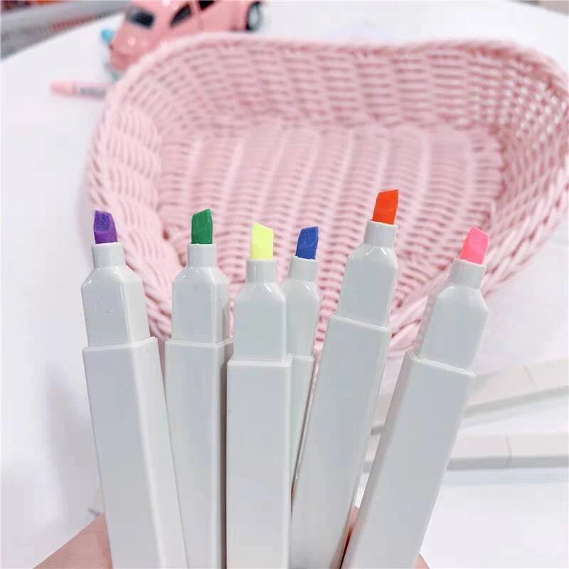 6pcs/set Eye protection Cute Soft head Marker Pens Creative Pastel Liquid highlighter pen Bullet Journal Fluorescent | Канцтовары для