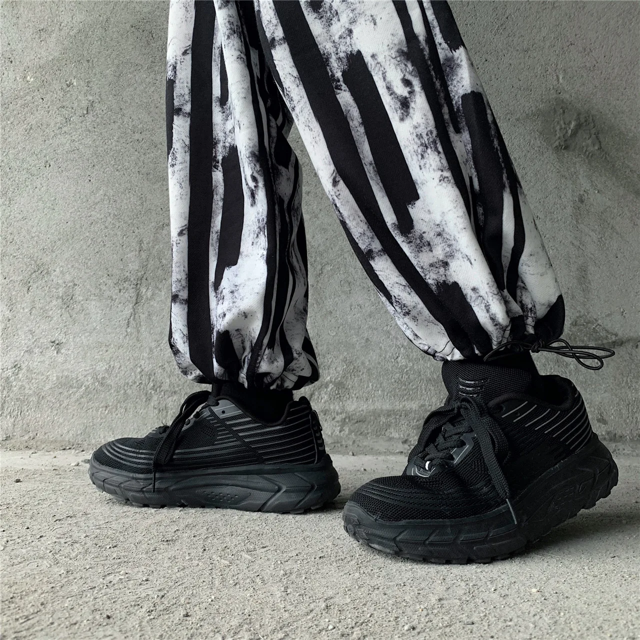 

GothGotik Geometric Print Pants For Woman Girls Vintage Black Gothic Style Wide Leg Pants Tie Dye Harajuku Summer