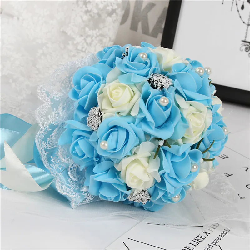Gypsophila rose Bouquet Royal Pearls Beaded Bridal Wedding Bouquets Simple Durable Half Ball Bow Stitch Holding Flowers | Дом и сад