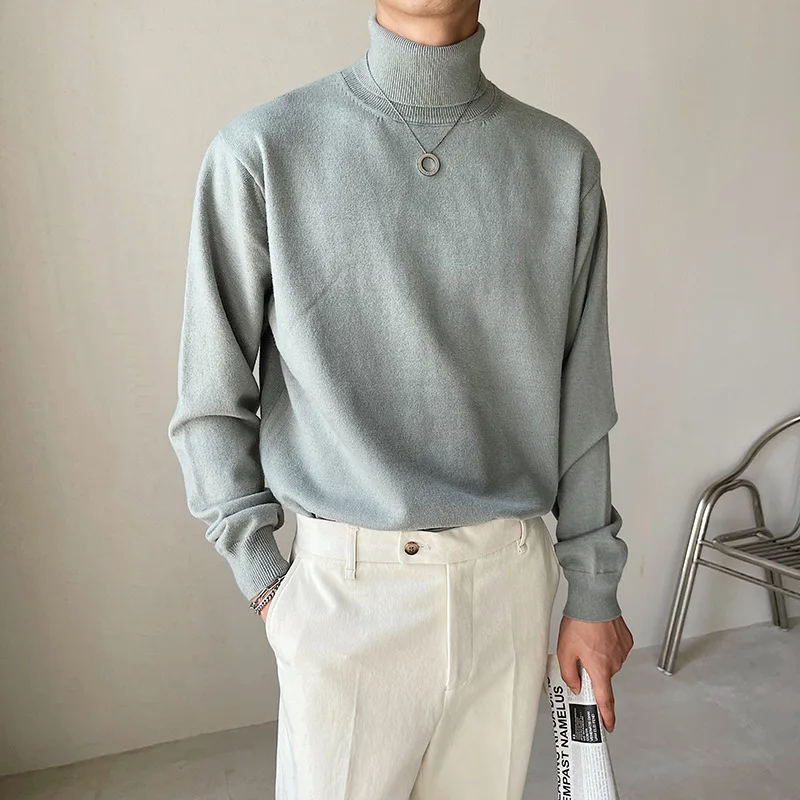 Зимний джемпер, свитер с высоким воротником, простой мужской свитер, новинка 2021, удобный, приятный на ощупь свитер, пуловер, универсальный св...