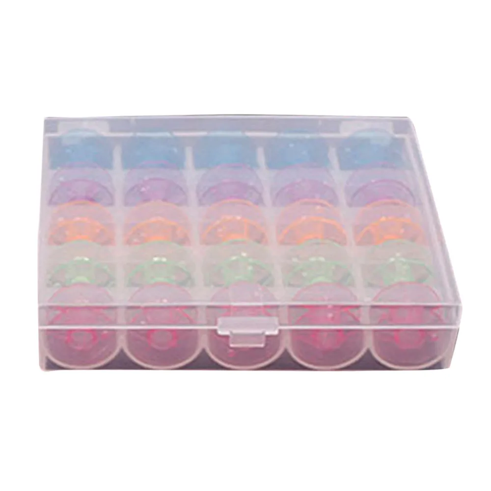 25 шт./компл. бобины коробка набор катушки для швейных машин красочные пластиковые