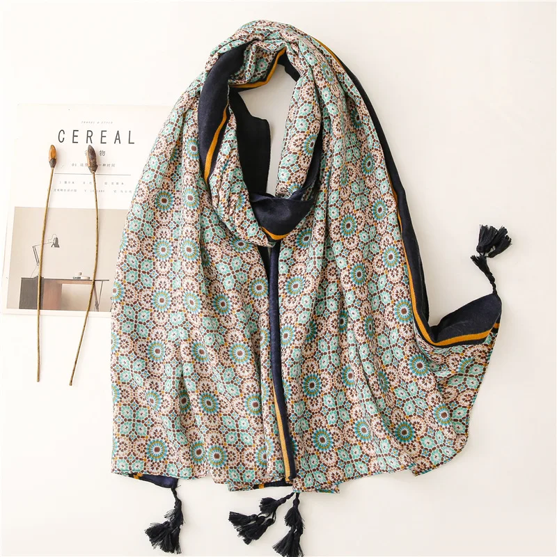 

180*90cm Fashion Women Scarf Bandana Cotton Linen Print Head Scarves Foulard Winter Warm Pashmina Echarpe Beach Stoles
