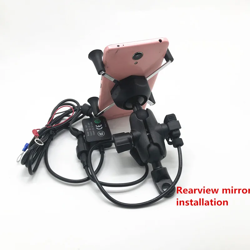 Motorcycle Smart Phone Holder Mount Stand 2 in 1 360 Degrees Rotation USB Charger for 3.5-7 inch GPS Electric Scooter | Электроника