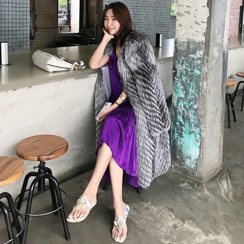 2021 autumn and winter new women's fur coat imitation fox fur long-cut coat fashion trending leather fur coat winter clothes plu