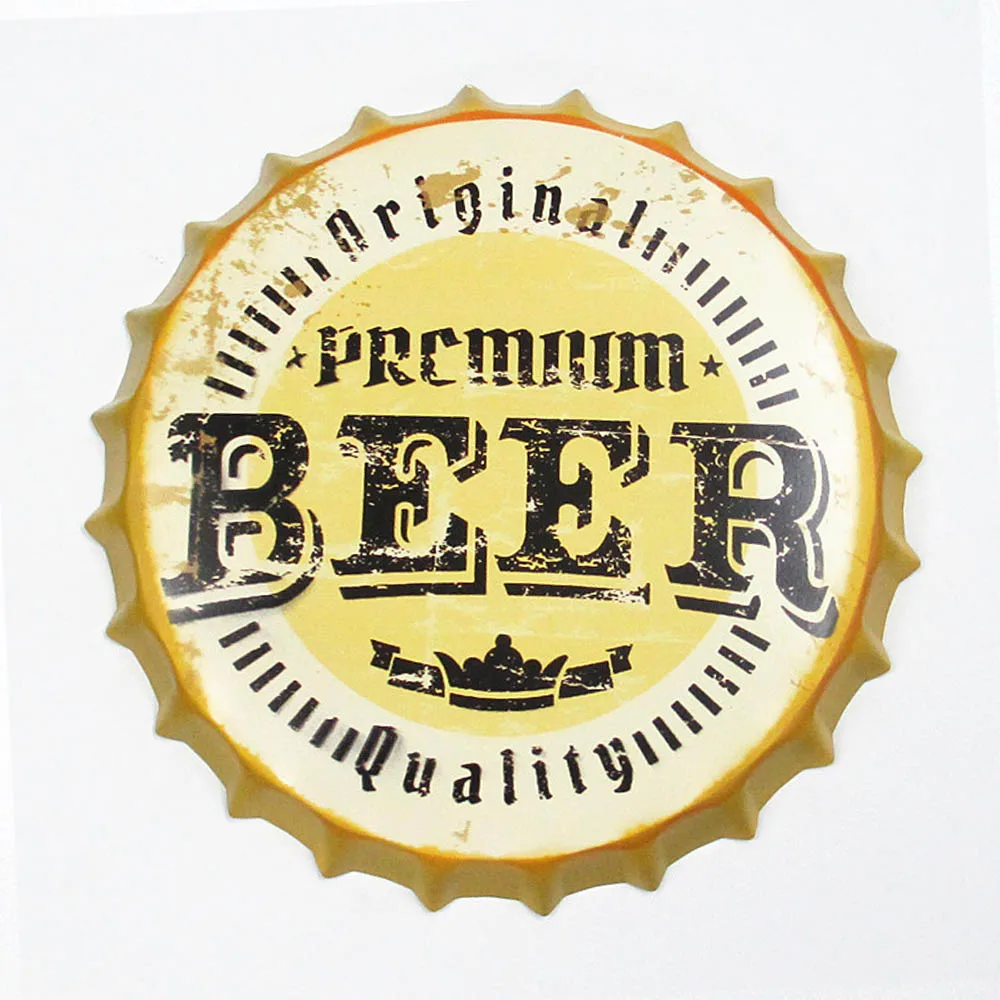Bottle Cap Metal Tin Signs Plates Beer/Drink/football/Cafe Retro Decoration Wall Art Plaque Vintage Home Decor Poster 35cm