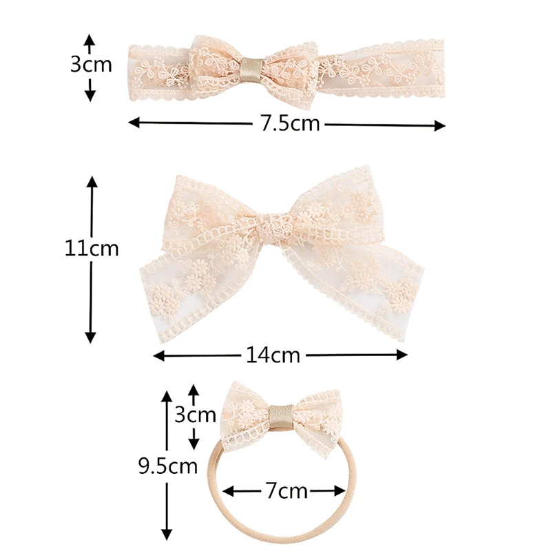 Cinta para cabeza con lazo para beb&eacute;, bandanas bordadas de encaje para ni&ntilde;a, turbante Kawaii, diademas de nacimiento para reci&eacute;n nacidos, accesorios el&aacute;sticos con Clip-5