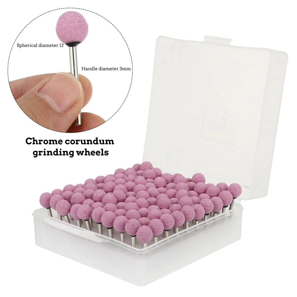 

100pcs Polishing Heads Spherical Wheel Grinding Heads with Handle )