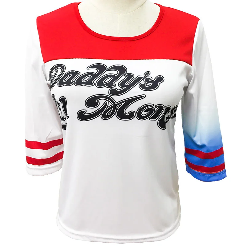 T-shirt Новинка, костюмы для косплея Харли Квинн, для взрослых и детей, для женщин, Пурим, пальто, Femme, куртка, Chamarras De Batman Para Mujer, костюм с париком, перчатки - Цвет: T-shirt