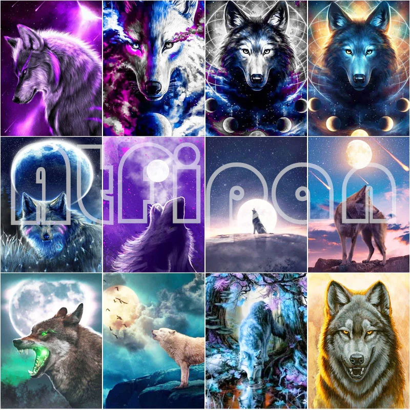 

5D Diamond Painting Cross Stitch Wolf Diamond Embroidery Animal Pattern Diamond Mosaic Kit Artist DIY Home Decor Handmade