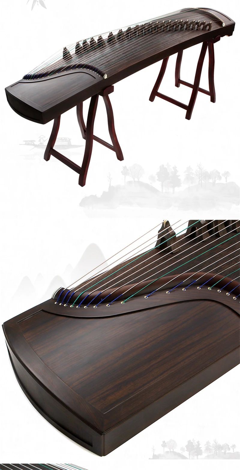 Высокое качество Китай guzheng черное дерево пустой приукрашивать Профессиональный гучжэн портативный Zither 21 струны с полными аксессуарами