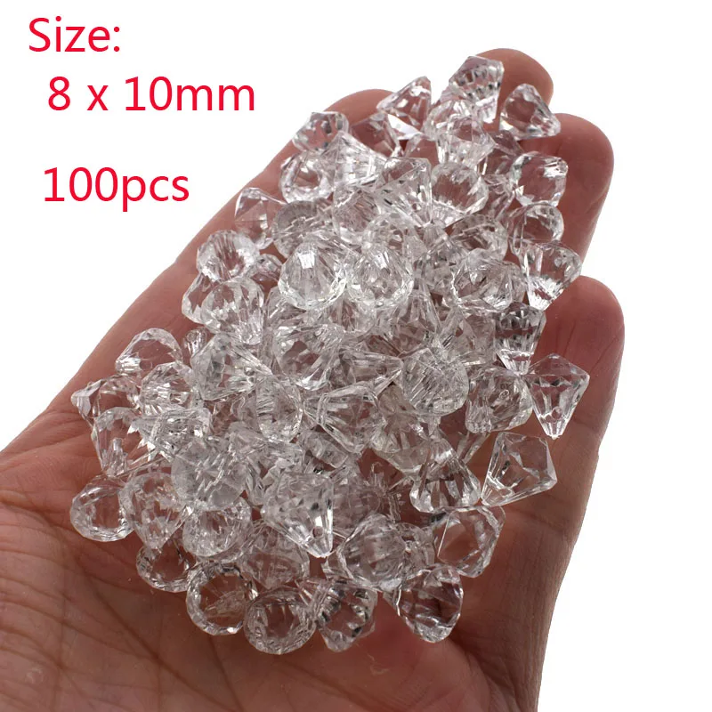 

Акриловые белые алмазные бусины 8x10 мм