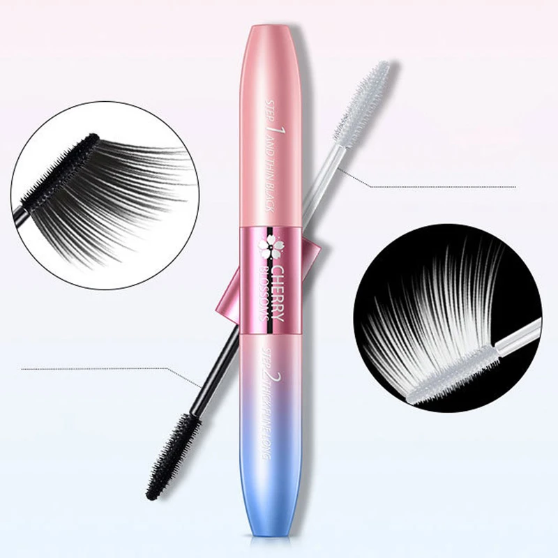 Тушь для ресниц двухсторонняя белая черная 3D волокно водостойкая густые ресницы