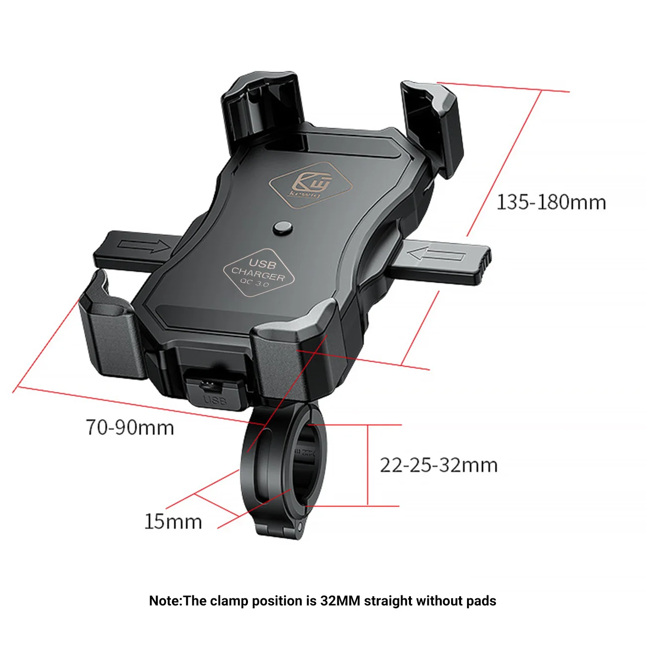 

2-in-1 Motorcycle Phone Holder Handlebar Mount QC3.0 Fast Charging USB Charger